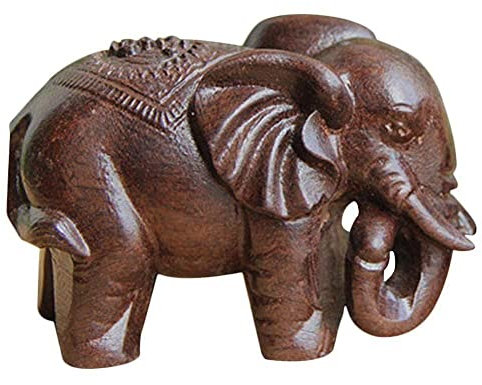 ZXCVWWE Aloes Holz Elefant Figuren Basteln Geschnitzt Natur Holz Mini Tiere Antik Dekoration Elefant Glück Reichtum Ornament