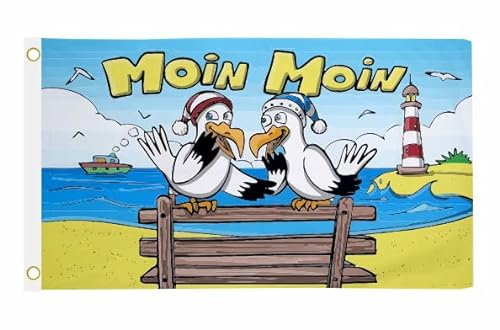 U24 Fahne Flagge Moin Möwen auf Bank 90 x 150 cm