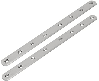 TA-VIGOR 2Pcs Flat Fixing Mending Plates, Stainless Steel Straight Brace Brackets Mending Repair for Wood Connector 295mmx25mmx4mm Silver