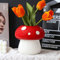 Arawat Fungo Vaso Rosso Vasi Fiore Vaso Fungo Deco Soggiorno Moderno Vasi Ceramica Fungo Vaso Tavolo Vaso Per Erba Di Pampa Fiori Secchi Tavolo Deco Tulipano Vaso Soggiorno 15x15x15 Cm