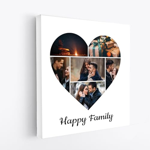 MAX SOLUTIONS Customised Collage Canvas Wall Art Home Decor Personalised Gifts Multi Photo Custom Print Family Portrait Anniversary Keepsake (30''x30'', Design 3)