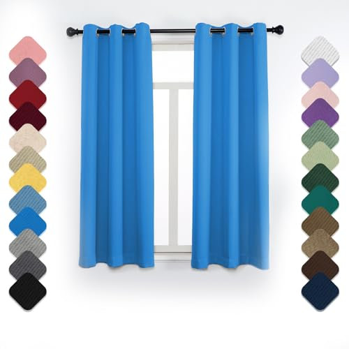 Yoosing Rideau Occultant Lot de 1 à Oeillets, Rideau Thermique, 200x260cm (LxH) Rideau Douche, Rideau Opaque, Rideau Isolant Phonique, Rideau Enfant, pour Chambre Salon Balcon Bleu