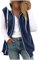 Damen Plüsch Weste Teddy Fleece Jacke Ärmellos Tasche Warme Weste Übergangsweste Fleece Jacke Outdoor Activity Jacke Herbst Winter Jacke mit Taschen Reißverschluss Weste L 38 01-Navy