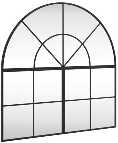 vidaXL Wandspiegel, Hängend Gewölbt Spiegel Badspiegel, Fensterspiegel für Badezimmer Wohnzimmer, Dekospiegel Flurspiegel, Schwarz Eisen