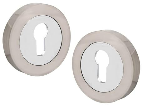 Golden Grace Door Key Hole on Round Rose in Satin Nickel & Polished Chrome Dual Finish, Escutcheon with 3 Lever 5 Lever Lock Keys