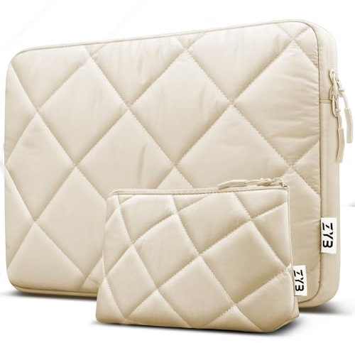 ZYB 14 Pulgadas Puffy Funda Portátil Ordenador para 15,3 Pulgadas MacBook Air M3 2024(A3114) M2 2023(A2941), 14 Pulgadas DELL Acer ASUS Chromebook Lenovo Thinkpad Ideapad, MacBook Pro 15 - Beige