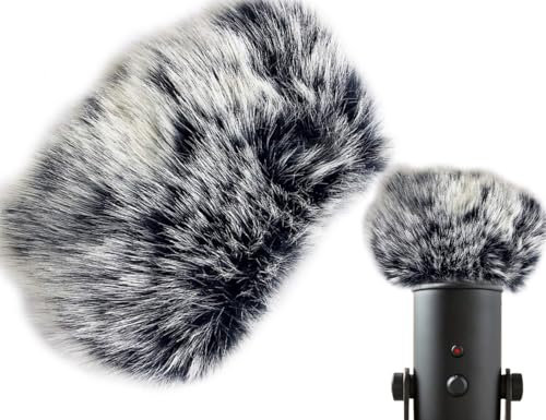 Lhbwhiz Parabrezza per microfono, paravento in pelliccia, mini microfono in schiuma con filtro antivento, pelliccia lavalier filtra il rumore del vento, compatibile con microfono e altro (nero gelo)