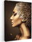 MuchoWow© Bilder 30x40 cm Wohnzimmer Deko Modern Wandbild Foto auf Leinwand Bild Schlafzimmer über Bett Room Decor Geschenke Frau - Federn - Gold - Porträt - Luxus