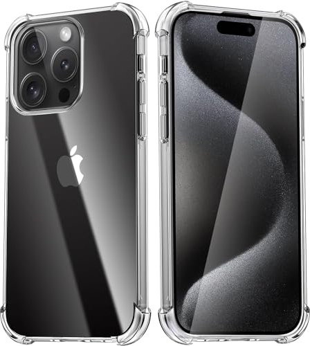 CAPTOR Cover iPhone 15 Pro Trasparente in TPU Morbido e Silicone Flessibile, Antiurto, Shockproof, Paraurti, Assorbimento Urti, Protezione Totale, Anti Ingiallimento Resistente per iPhone 15 Pro Cover