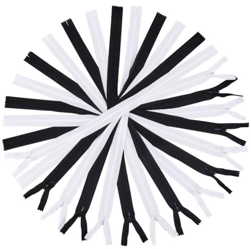 GORGECRAFT 16pz Cerniere Invisibili 50cm Nero Bianco Bobina di Nylon Nascosta Cerniera per Fogna Strumenti su Misura Sostituzione per Fai Da Te Manuale Borse Fatti A Mano Cuscini Vestiti Cucito