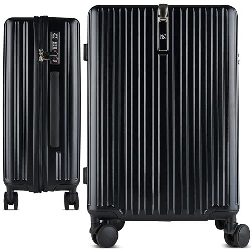 Nomade Noir Handgepäck Vakuum Koffer Trolley 55x37x23 - Reisekoffer Smart Packing Vakuumsystem für 35% mehr Platz | 4 Rollen 360° drehbar leise | Suitcase Carry on Luggage Vakuum