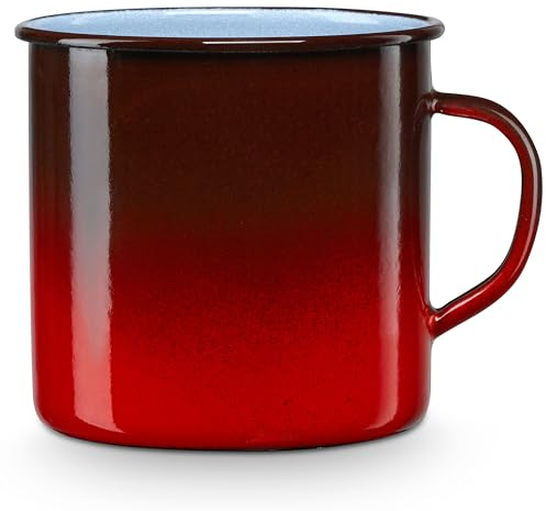 briebe Taza Café Camping 8 cm Pote Acero Esmaltado 0,40 ml, Acampada, Picnic, Viajes, Senderismo, Apta Fuego, Inducción, Vitrocerámica, Gas, Horno, Vintage Ignea Rojo