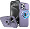 MEIQIBAO per iPhone 14 Pro Cover Slidable Protezione Fotocamera Custodia Magnetico (n52 magnete) Case con 360 gradi ruotabile Supporto grado militare antiurto multistrato Paraurti TPU Viola