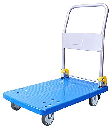 Pritschenwagen, Plattformwagen mit Kunststoffdeck, zusammenklappbarer beweglicher Schubkarren mit Metallgriff und leisen Rädern für Büro und Buchhandlung, Trolley mit hoher Kapazität, robuster
