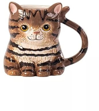 New Cute Hazel Brown 3D Cat Shaped Tea Coffee Mug Best Gift for Cat Enthusiasts Dishwasher Safe Mug (9.6 x 13.1) - D08