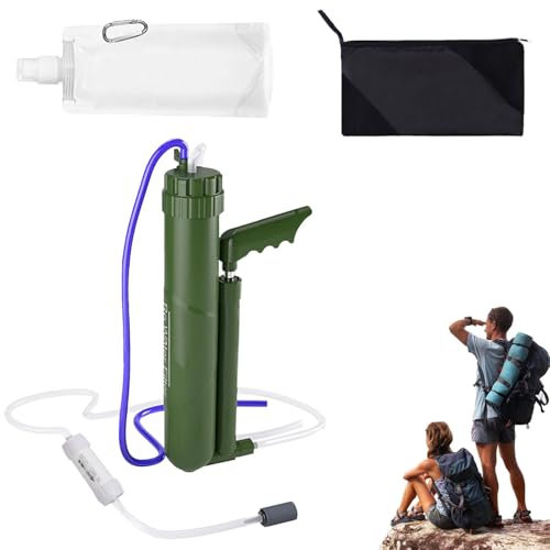 Mimoqk Camping Wasserfilter, Survival Wasserreiniger | Handpumpe Wasserfilter Tragbar 0,0001 Mikron | Hochpräzises Camping Wassersystem, Survival Equipment, bis zu 8000L