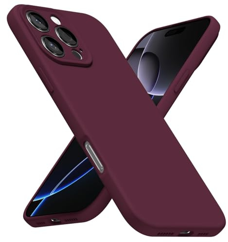 LoeoeL for iPhone 16 Pro Max Phone Case Silicone, Minimalist Ultra Thin Slim Soft Rubber Gel Solid Color Matte TPU Cute Case for Women Men, Girly Plain Aesthetic Design & Camera Cover, Burgundy Maroon