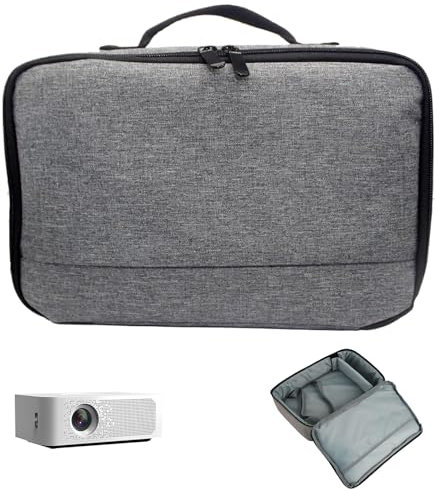 Kalastussaari Projector Case Waterproof Shock Resistant 7.7x5.9x6.5in Projector Bag with with Accessories Storage Pockets Zippered Handled Oxford Projector Carrying Case Projector Carrying Case