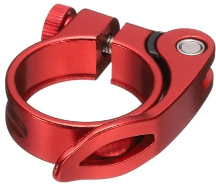 sourcing map Bike Seat Post Clamp 34.9mm Bicycle Clamp Aluminum Alloy Quick Release Seat Post Collar for Diameter 30.4 to 31.6mm Bicycle Mountain Road Bike Tube, Red
