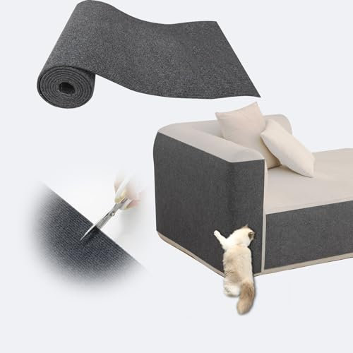 Selbstklebend Kratzmatte Katze, 200 x 40 cm Self-Adhesive Cat Scratching Mat, Kratzbretter Katze Wand, für Katzensofa Möbel, Wandschutz, Katzenbaum und Ersatzpolster (Dunkelgrau)