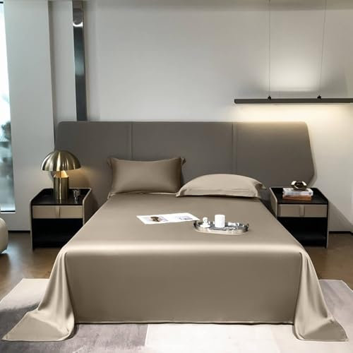 Homxi Betttuch Dünn Sommer,160 x 230 cm,Matratzenbezug Doppelbett Lyocell Faser Einfarbig Spannbetttücher mit Braun