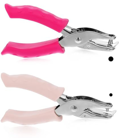 Tucnoeu 2pcs Lochstanzer für Papier, 3mm & 6mm Einzellochstanze, Handgeführte Lochzange Papier, Kreis Metall Papierstanzer mit Soft-Handle für DIY Handwerk, Home Office Schulbedarf