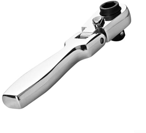Yuanpgky Mini clé à cliquet 2 en 1, 6,35 mm, flexible à 180 °, 72 dents, outil compact à douille et tournevis d'embout, outil de clé à cliquet à tête flexible portable (B)
