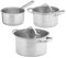 TIENDA EURASIA – Set 3 Cacerolas | Acero Inoxidable | Color Plata | 2 Tapas de Cristal Transparente | Medidas y Capacidad Cazo 16 cm 1.4L, Olla 18 cm 1.8L y Olla 20 cm 2.8L | Apto para Lavavajillas