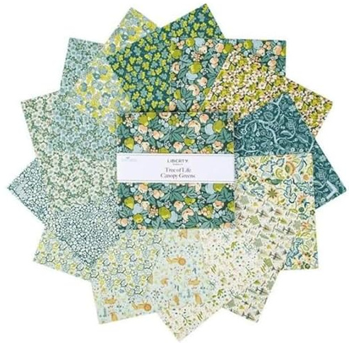 Riley Blake Designs Liberty Fabrics Tree of Life Baldachin, Grün, 25,4 cm, Stapel, 10-TREELIFEA-42