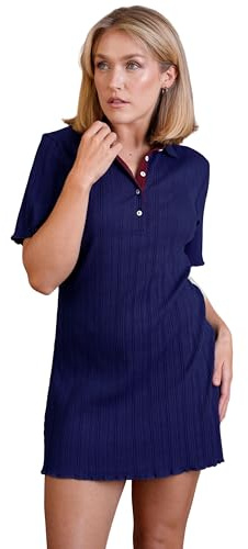 Enorsia Womens Ribbed Textured Slim Fit Polo Shirt with Pleated Placket & Feminine Lettuce Trim, Soft Stretch Short Sleeve Top for Casual Elegance Women Polo Shirt