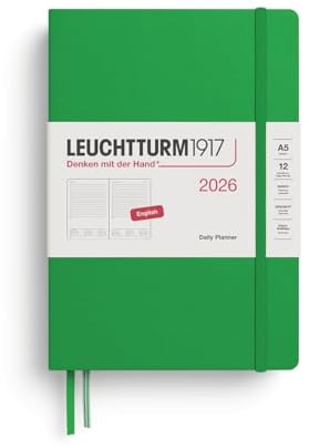 LEUCHTTURM1917 372775 Tageskalender Medium (A5) 2026, Spring Leaf, Englisch