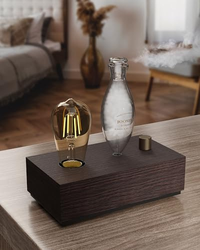 Wasserlose Diffusoren für ätherisches Öl mit wiederaufladbarem Akku & 9H Laufzeit, Aromatherapie-Diffusoren mit Glühbirne, Duftdiffusoren Premium Holz & Glas Vernebler Kabellos für großes Haus, Hotels