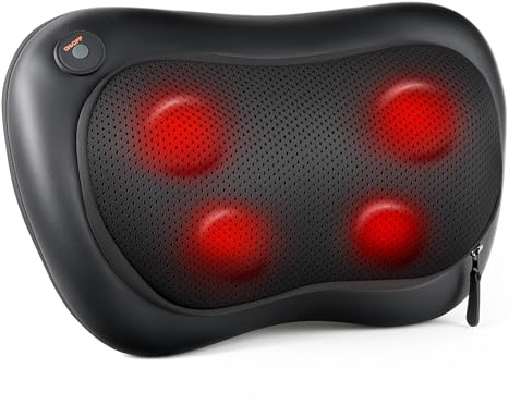 ALLJOY Shiatsu Back and Neck Massager with Heat,3D Kneading Massage Pillow | Deep Tissue Kneading Massager for Neck, Back, Shoulder, Legs, Electric, Muscle Pain Relax, Gifts for Women Men