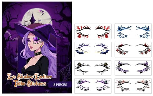 Autocollants De Maquillage Halloween 8 Paires Toile d'Araignée Et | Autocollants Visage Femme Pour Fêtes Événements Spectacles Festivals