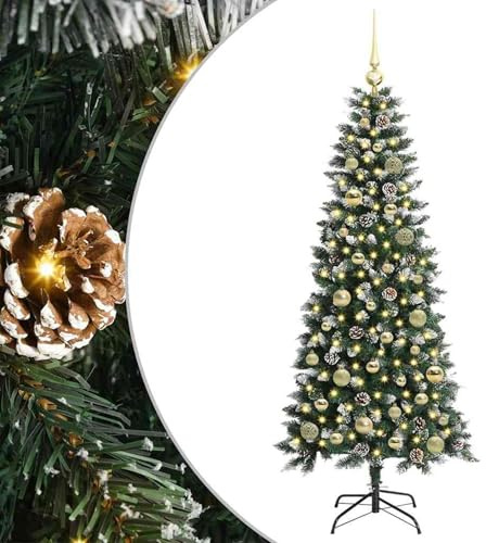 Gecheer Albero di Natale artificiale, albero natale led, moderno, snello, con 150 LED, 66 x 66 x 150 cm, con connettività USB, per interno ed esterno