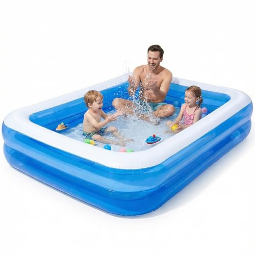 Wenleer Inflatable Paddling Pool for Kids and Adults - 200 × 150 × 50 CM, Easy to Inflate and Deflate, Large Indoor Outdoor Garden Swimming Pool for Backyard, Garden, and Party Use