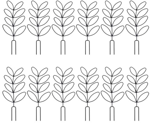 GOMAKERER Lot de 12 treillis pour plantes grimpantes, treillis grimpant en plastique noir en forme de feuille pour pothos, hoya, vignes, tiges de tige, plantes d'intérieur en pot