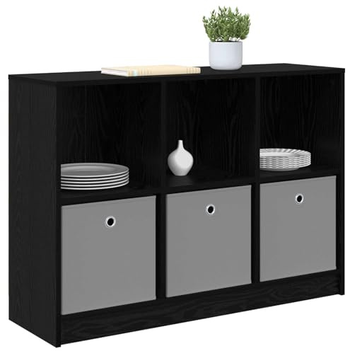 vidaXL Sideboard Schwarz Eichen-Optik 102 x 32 x 73,5 cm, Moderner Sideboard, freistehend, viel Platz, praktischer Wohnungshelfer, schickes Design für Dein Wohnzimmer