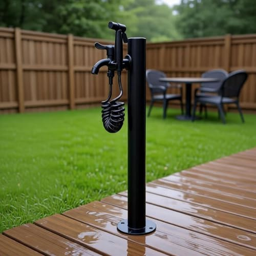 Colonna d'Acqua da Giardino con Rubinetto per Esterni Idrante Erogatore d'Acqua Verticale Quadrato Autoportante in Acciaio Inossidabile 304 per Lavaggio Irrigazione Fontana con Fontana a Pavimento