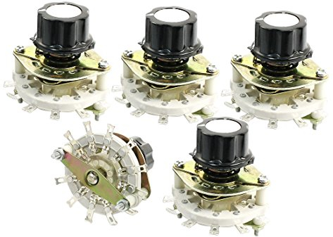 sourcing map 6mm Moulé Arbre 12Broche 1-Pole 11-Position Select Rotatif Interrupteur 5 Pcs