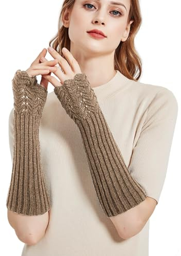 Novawo Damen Fashion Armstulpen Halbhandschuhe Armlinge Lange Handschuhe Winter Warmer fingerlose Handschuhe Strick
