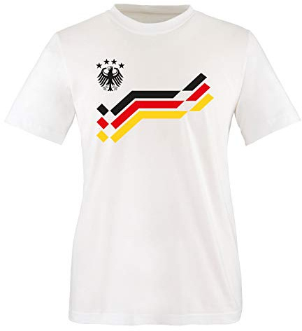 EM 2016 - Deutschland - Retro - Trikot - Kinder T-Shirt - Weiss/Schwarz Gr. 86-92