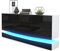Vladon Sideboard City, Made in Germany, Weiß matt/Schwarz Hochglanz inkl. LED - Moderne Kommode für Ihr Wohnbereich (178 x 72 x 38 cm)