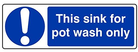 300mmx100mm This Sink For Pot Wash Only Catering Sign Sticker Self Adhesive