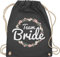 Turnbeutel Rucksack - JGA Junggesellenabschied Frauen - Team Bride Blumenkranz I Bride Crew - Unisize - Dunkelgrau - utensilien junggesellinnenabschied brauttaschen bachelorette party bridemaid