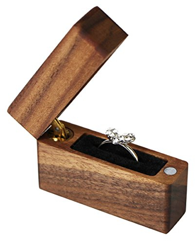 Gouert Walnuss Ring Box Tragbar Kleine Handgefertigte Hölzerne Hoch Ringbox Schmuckschatulle Verlobungsring Box