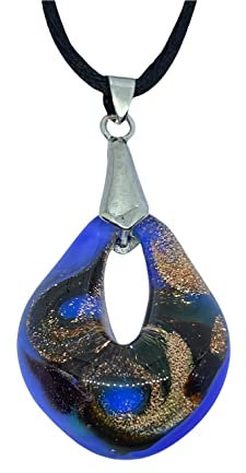 Drachensilber Pendentif en verre de Murano en forme de goutte 3,5 x 2 cm avec boîte cadeau et certificat