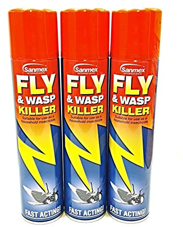Sanmex 3 PCS FLY & WASP KILLER INSECTICIDE FAST ACTING PEST AEROSOL SPRAY 300ML