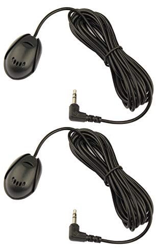Futheda 2Pcs Portable 3.5mm Car Speaker External Microphone Adhesive Mic with 3m (9.8ft) Cable Compatible with PC Laptop Car GPS Radio DVD Stereo Player