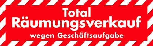 Aufkleber Total Räumungsverkauf - Geschäftsaufgabe, Umbau, Alles muss Raus - SALE und Rabattaktionen (138 x 42 cm, Geschäftsaufgabe)